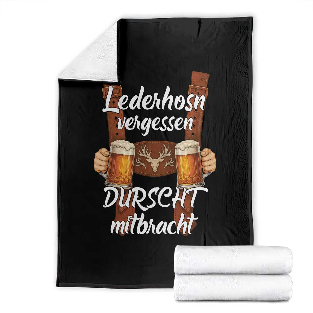 Lederhosen Forgotten Oktoberfest Throw Blanket Durscht Mitbracht Funny Beer Drinking - Wonder Print Shop