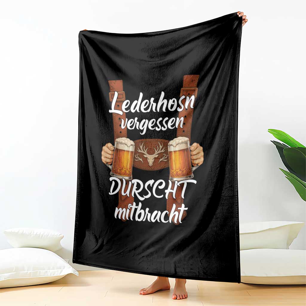 Lederhosen Forgotten Oktoberfest Throw Blanket Durscht Mitbracht Funny Beer Drinking - Wonder Print Shop