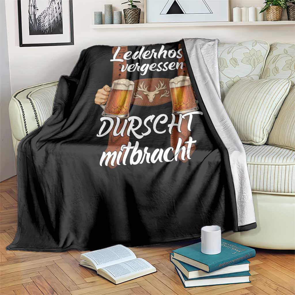Lederhosen Forgotten Oktoberfest Throw Blanket Durscht Mitbracht Funny Beer Drinking - Wonder Print Shop
