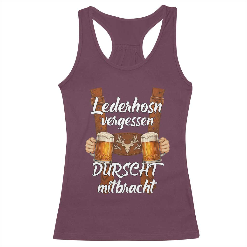 Lederhosen Forgotten Oktoberfest Racerback Tank Top Durscht Mitbracht Funny Beer Drinking - Wonder Print Shop