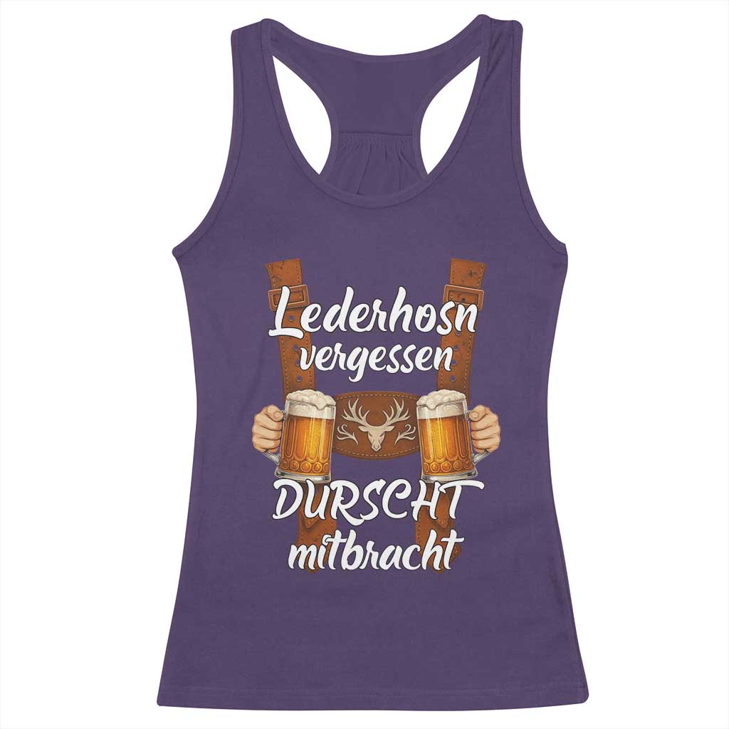 Lederhosen Forgotten Oktoberfest Racerback Tank Top Durscht Mitbracht Funny Beer Drinking - Wonder Print Shop