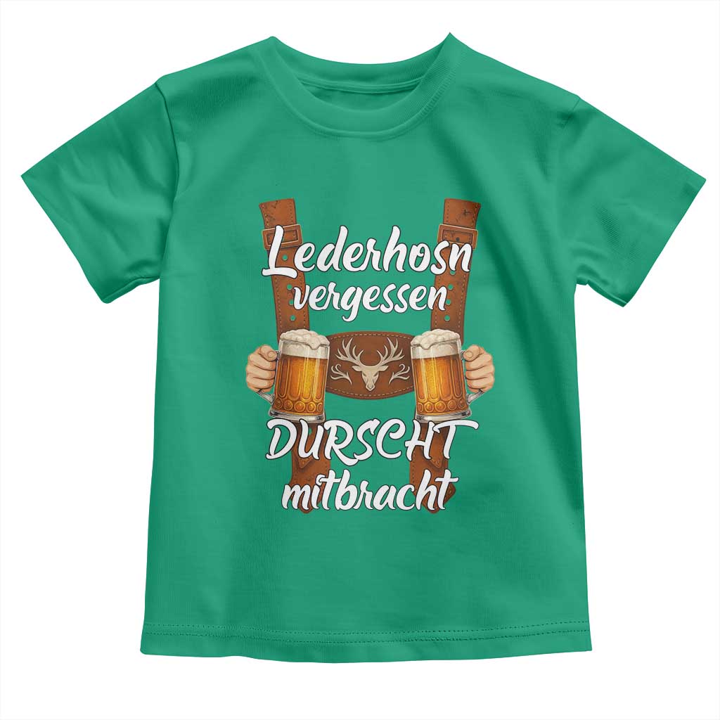 Lederhosen Forgotten Oktoberfest Toddler T Shirt Durscht Mitbracht Funny Beer Drinking - Wonder Print Shop