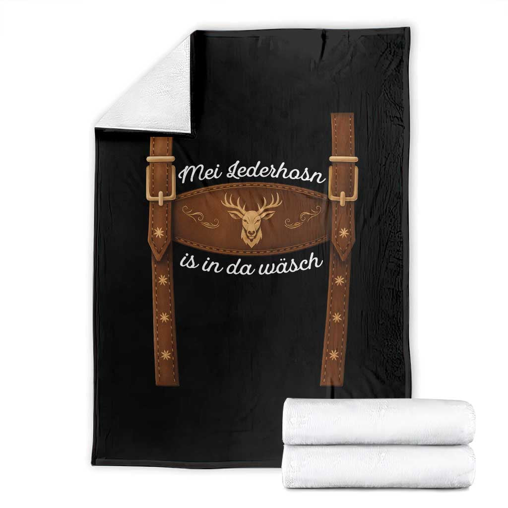 Funny Lederhosen Costume Alternative for Oktoberfest Throw Blanket Mei Lederhosn Is In Da Wasch - Wonder Print Shop