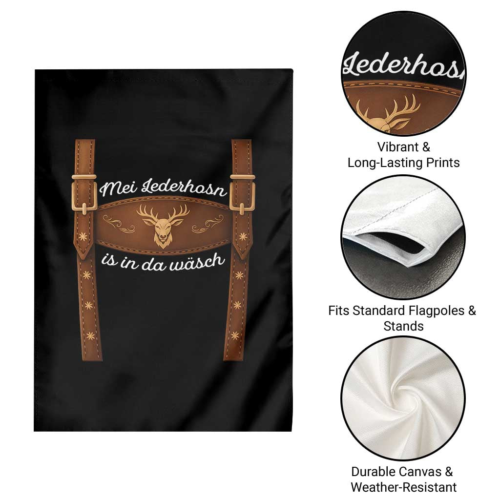 Funny Lederhosen Costume Alternative for Oktoberfest Garden Flag Mei Lederhosn Is In Da Wasch - Wonder Print Shop