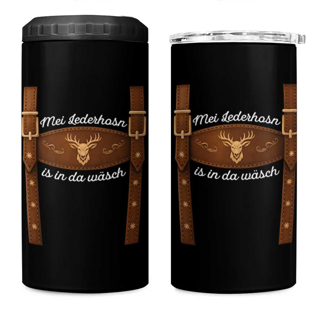 Funny Lederhosen Costume Alternative for Oktoberfest 4 in 1 Can Cooler Tumbler Mei Lederhosn Is In Da Wasch - Wonder Print Shop