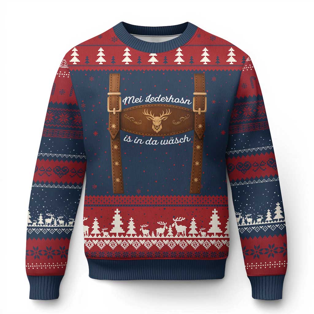 Funny Lederhosen Costume Alternative for Oktoberfest Ugly Christmas Sweater Mei Lederhosn Is In Da Wasch - Wonder Print Shop