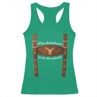 Funny Lederhosen Costume Alternative for Oktoberfest Racerback Tank Top Mei Lederhosn Is In Da Wasch - Wonder Print Shop
