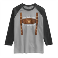 Funny Lederhosen Costume Alternative for Oktoberfest Raglan Shirt Mei Lederhosn Is In Da Wasch - Wonder Print Shop