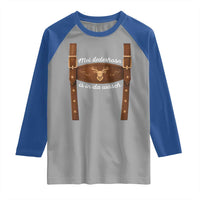 Funny Lederhosen Costume Alternative for Oktoberfest Raglan Shirt Mei Lederhosn Is In Da Wasch - Wonder Print Shop