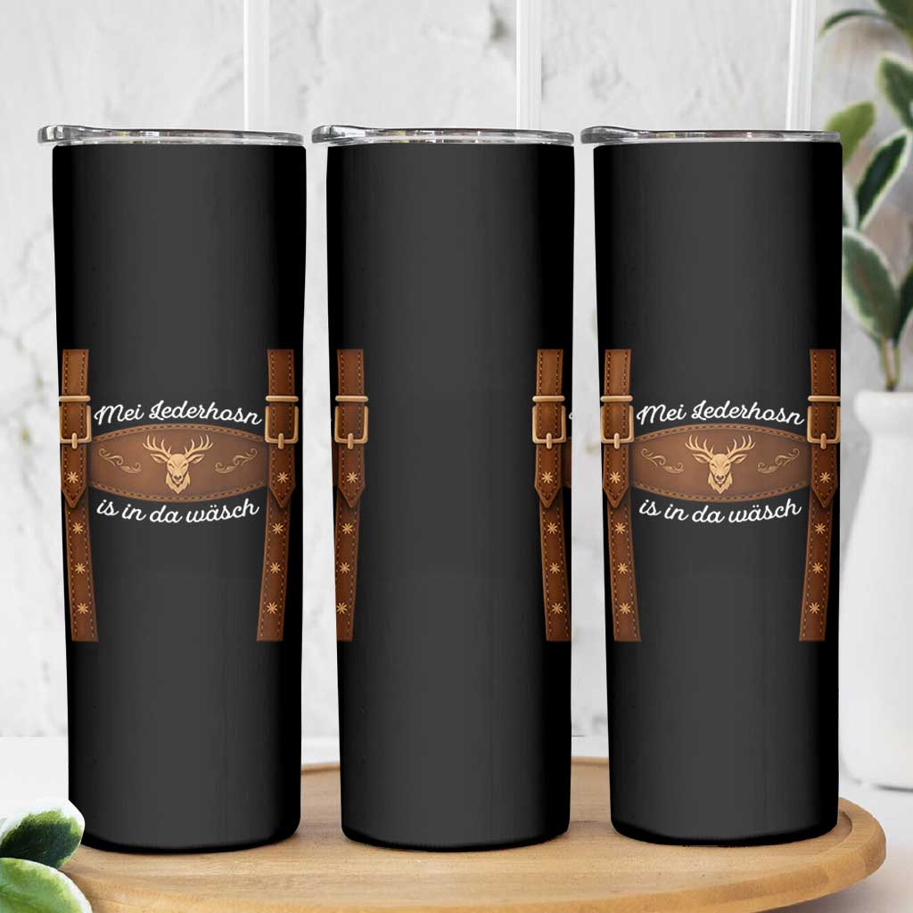 Funny Lederhosen Costume Alternative for Oktoberfest Skinny Tumbler Mei Lederhosn Is In Da Wasch - Wonder Print Shop