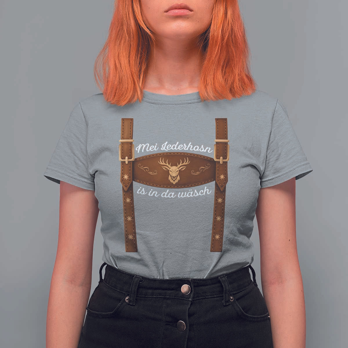 Funny Lederhosen Costume Alternative for Oktoberfest T Shirt For Women Mei Lederhosn Is In Da Wasch - Wonder Print Shop