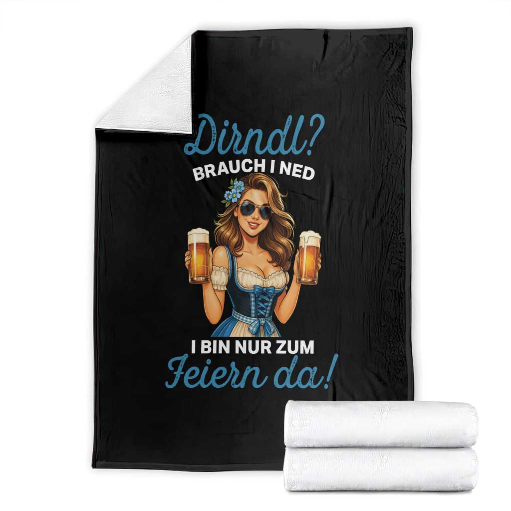Funny Beer Girl Oktoberfest Throw Blanket Dirndle I Bin Nur Zum Feiern Da Party - Wonder Print Shop