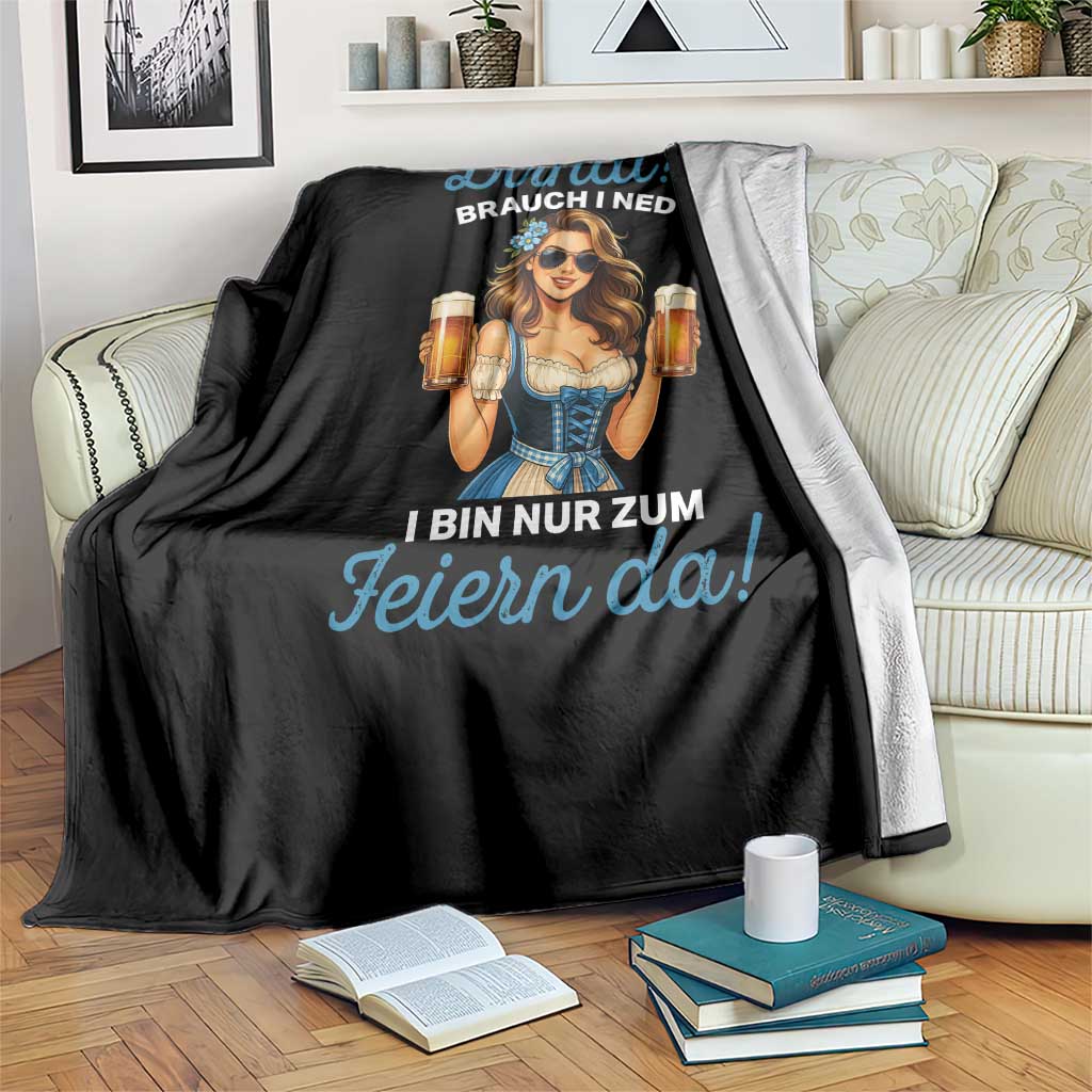 Funny Beer Girl Oktoberfest Throw Blanket Dirndle I Bin Nur Zum Feiern Da Party - Wonder Print Shop