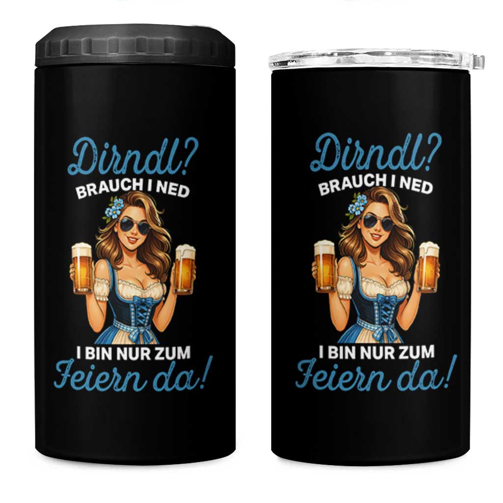 Funny Beer Girl Oktoberfest 4 in 1 Can Cooler Tumbler Dirndle I Bin Nur Zum Feiern Da Party - Wonder Print Shop