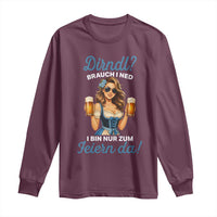 Funny Beer Girl Oktoberfest Long Sleeve Shirt Dirndle I Bin Nur Zum Feiern Da Party - Wonder Print Shop
