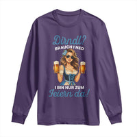 Funny Beer Girl Oktoberfest Long Sleeve Shirt Dirndle I Bin Nur Zum Feiern Da Party - Wonder Print Shop