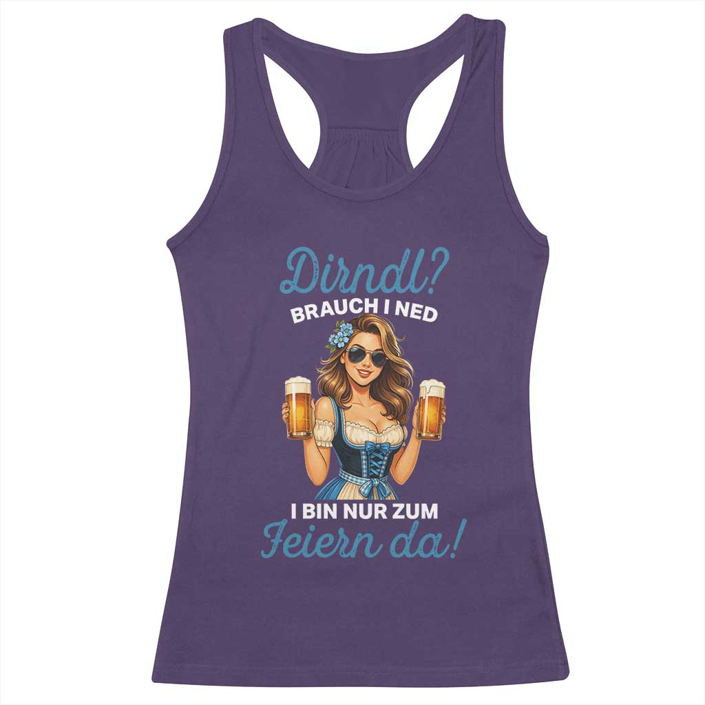 Funny Beer Girl Oktoberfest Racerback Tank Top Dirndle I Bin Nur Zum Feiern Da Party - Wonder Print Shop