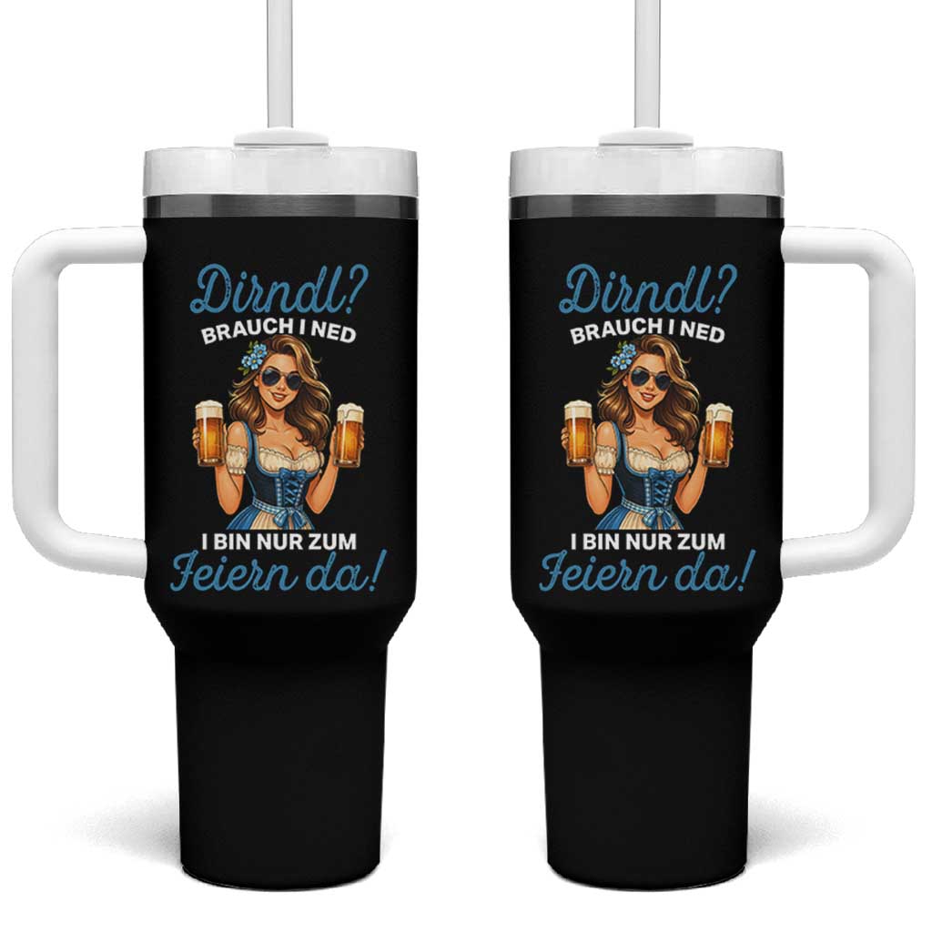 Funny Beer Girl Oktoberfest Tumbler With Handle Dirndle I Bin Nur Zum Feiern Da Party - Wonder Print Shop