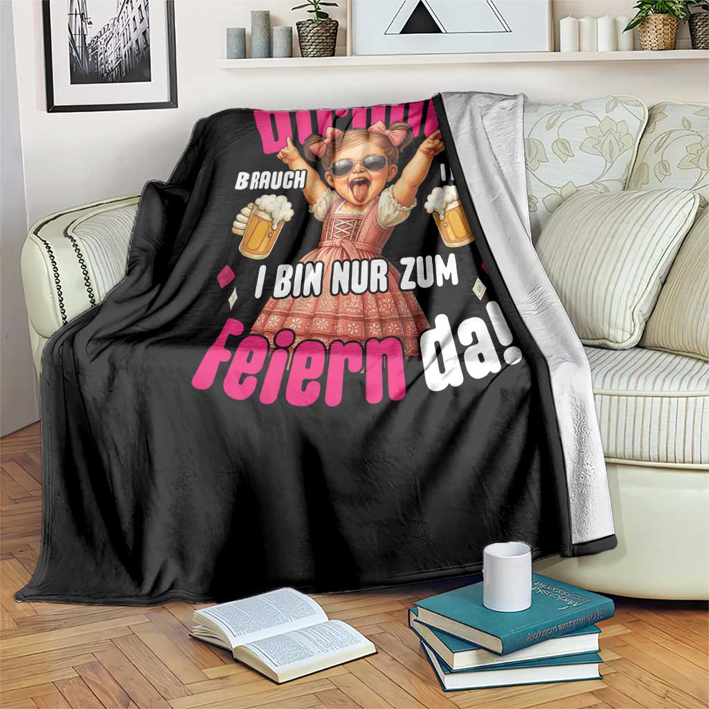 Funny Cute Girl Oktoberfest Throw Blanket Dirndle I Bin Nur Zum Feiern Da Party - Wonder Print Shop