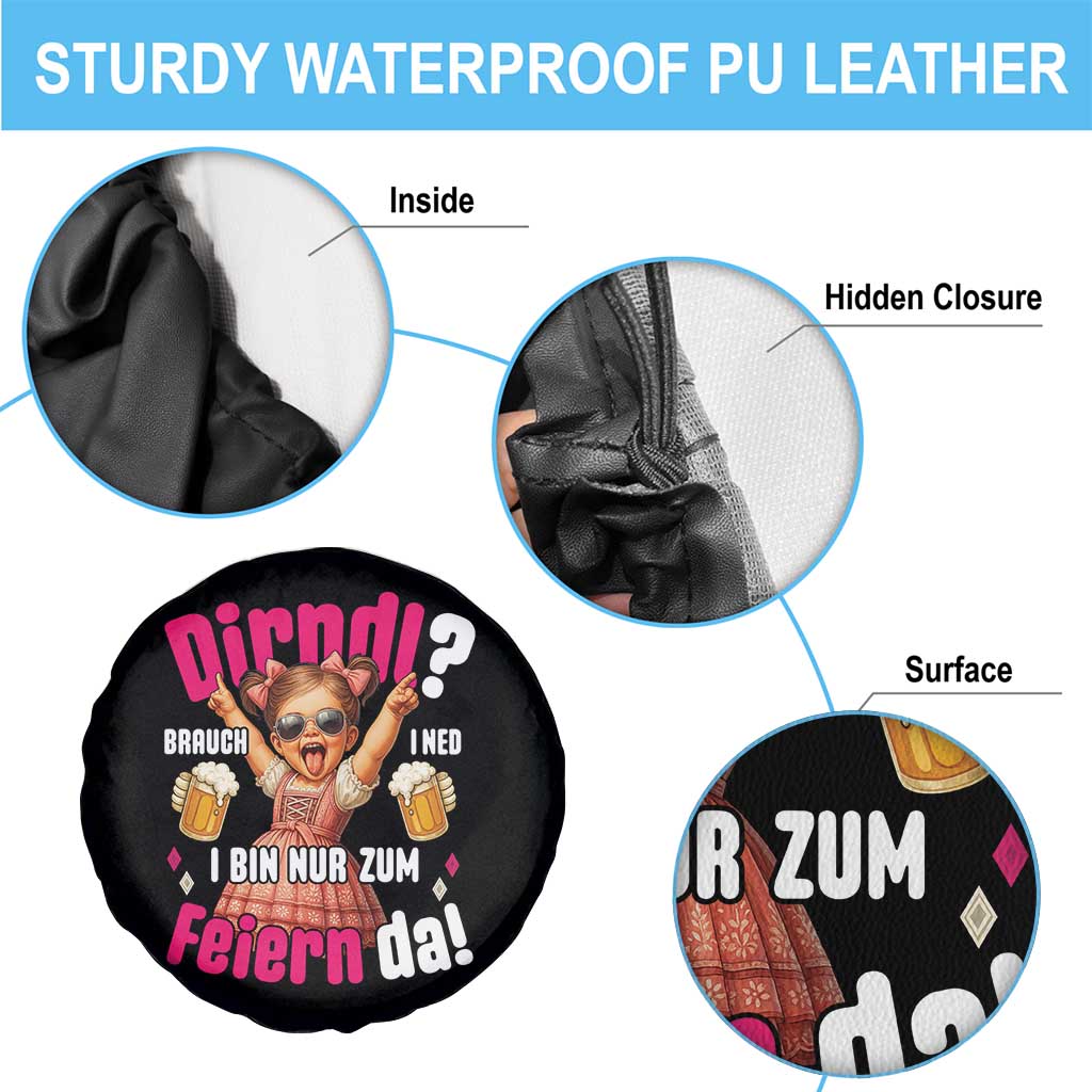 Funny Cute Girl Oktoberfest Spare Tire Cover Dirndle I Bin Nur Zum Feiern Da Party - Wonder Print Shop