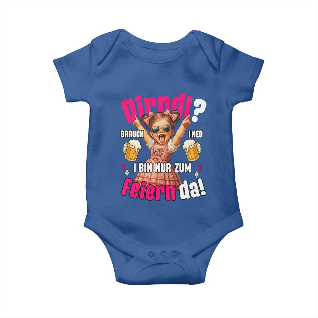 Funny Cute Girl Oktoberfest Baby Onesie Dirndle I Bin Nur Zum Feiern Da Party - Wonder Print Shop