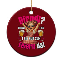 Funny Cute Girl Oktoberfest Ceramic Ornament Dirndle I Bin Nur Zum Feiern Da Party - Wonder Print Shop