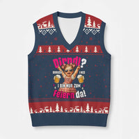 Funny Cute Girl Oktoberfest V-Neck Knit Sweater Vest Dirndle I Bin Nur Zum Feiern Da Party - Wonder Print Shop