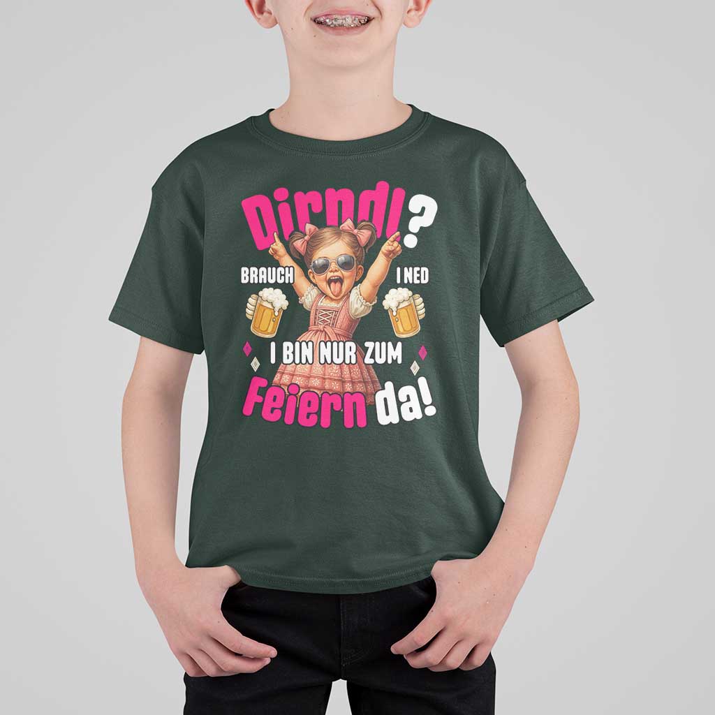 Funny Cute Girl Oktoberfest T Shirt For Kid Dirndle I Bin Nur Zum Feiern Da Party - Wonder Print Shop