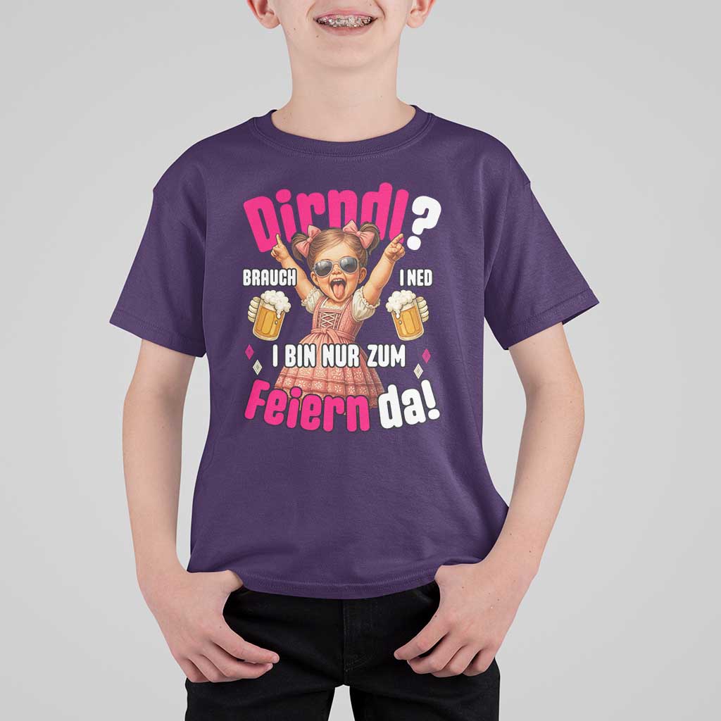 Funny Cute Girl Oktoberfest T Shirt For Kid Dirndle I Bin Nur Zum Feiern Da Party - Wonder Print Shop