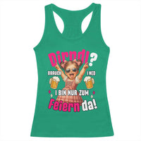 Funny Cute Girl Oktoberfest Racerback Tank Top Dirndle I Bin Nur Zum Feiern Da Party - Wonder Print Shop