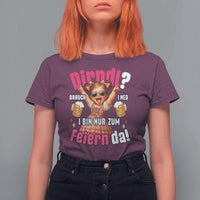 Funny Cute Girl Oktoberfest T Shirt For Women Dirndle I Bin Nur Zum Feiern Da Party - Wonder Print Shop