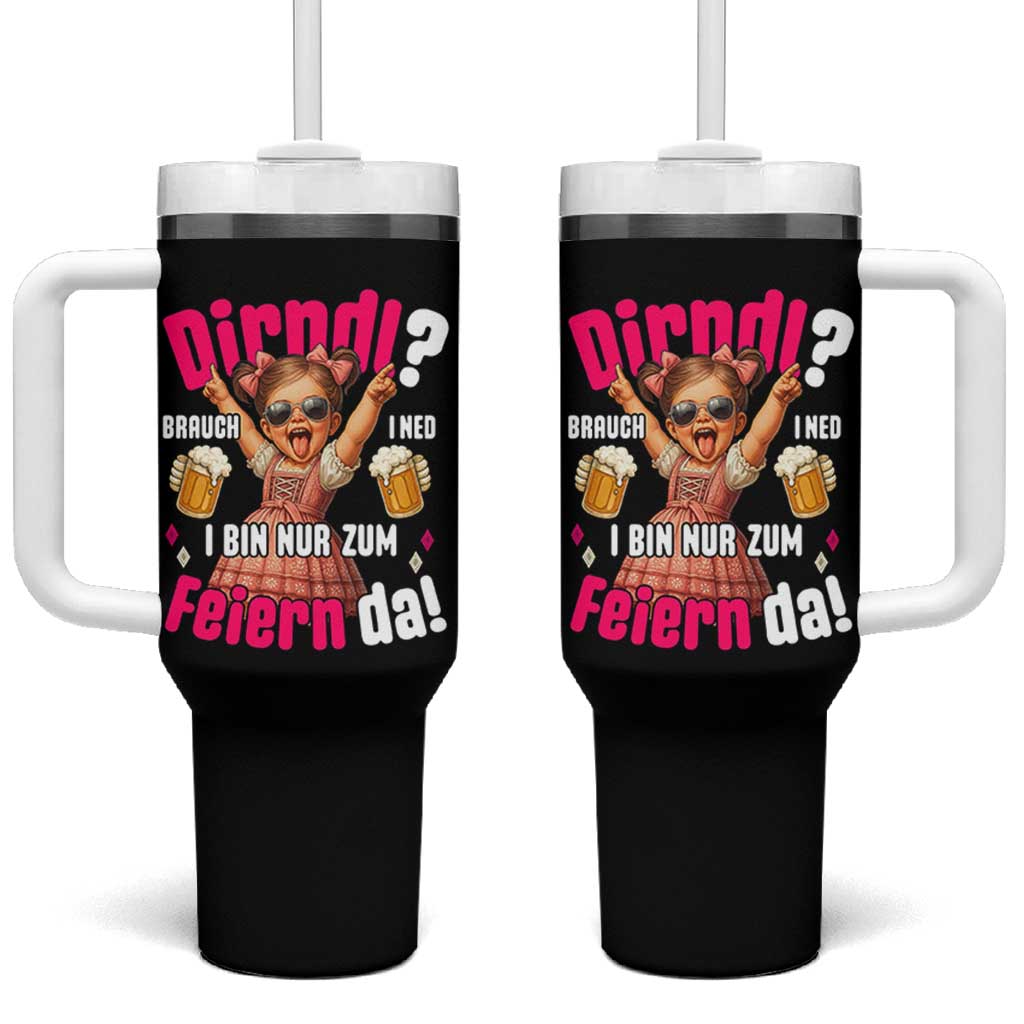 Funny Cute Girl Oktoberfest Tumbler With Handle Dirndle I Bin Nur Zum Feiern Da Party - Wonder Print Shop