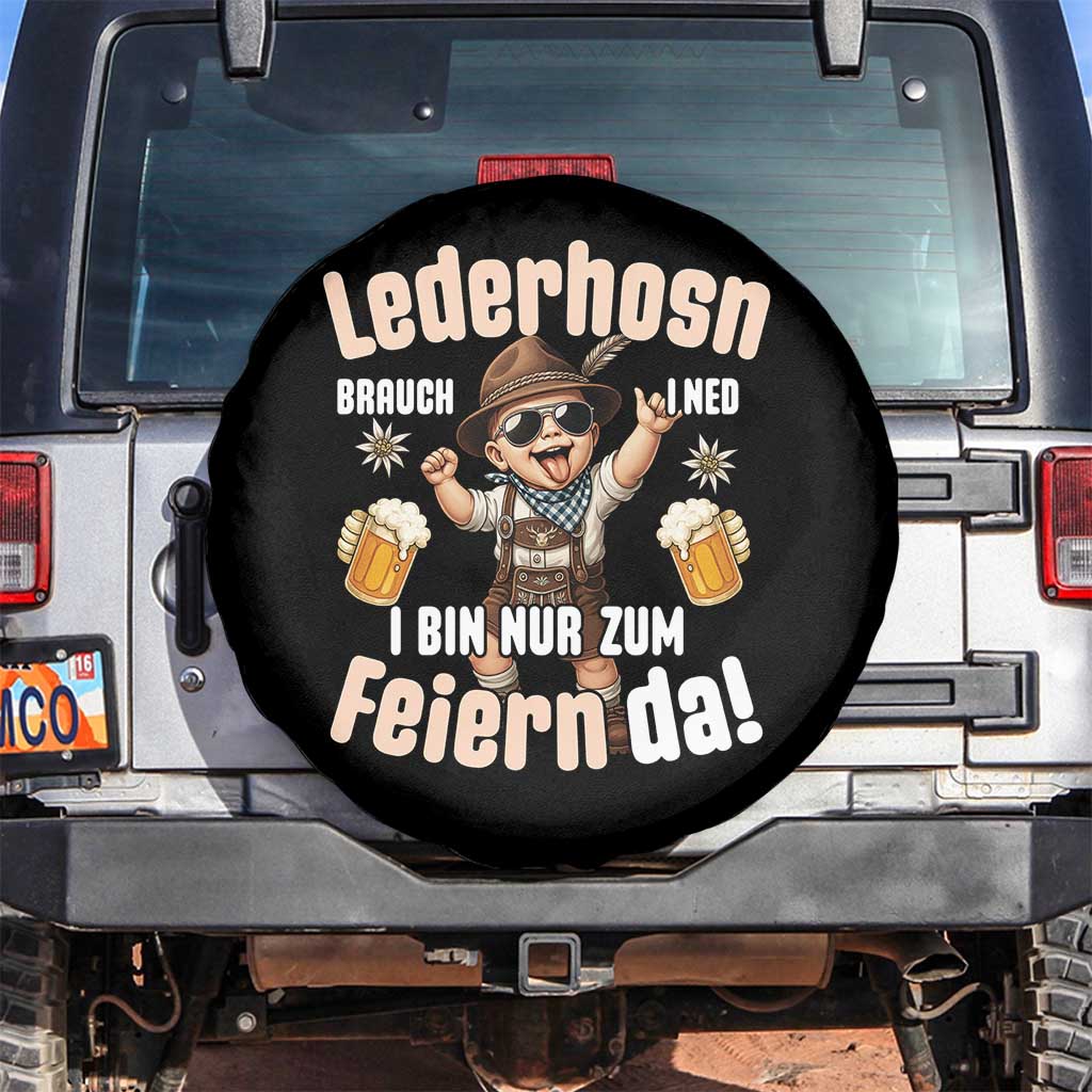 Funny Cute Boy Lederhosen Oktoberfest Spare Tire Cover Lederhosn I Bin Nur Zum Feiern Da Party - Wonder Print Shop
