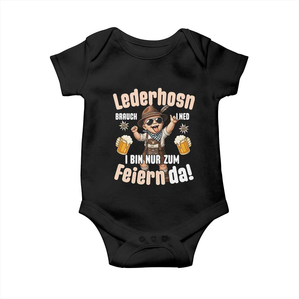 Funny Cute Boy Lederhosen Oktoberfest Baby Onesie Lederhosn I Bin Nur Zum Feiern Da Party - Wonder Print Shop