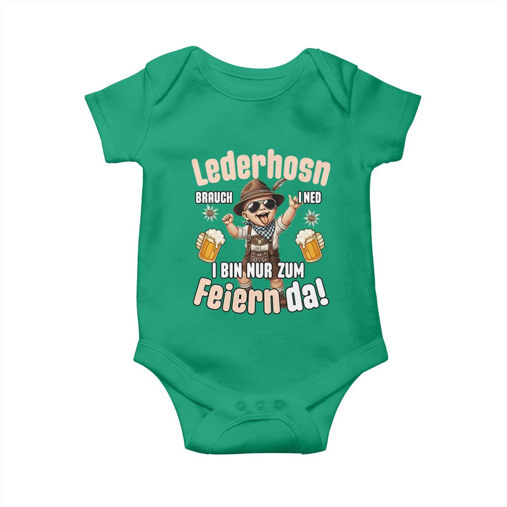 Funny Cute Boy Lederhosen Oktoberfest Baby Onesie Lederhosn I Bin Nur Zum Feiern Da Party - Wonder Print Shop