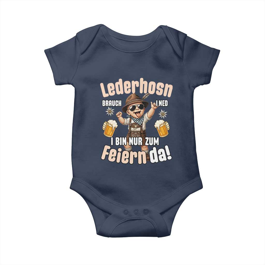 Funny Cute Boy Lederhosen Oktoberfest Baby Onesie Lederhosn I Bin Nur Zum Feiern Da Party - Wonder Print Shop