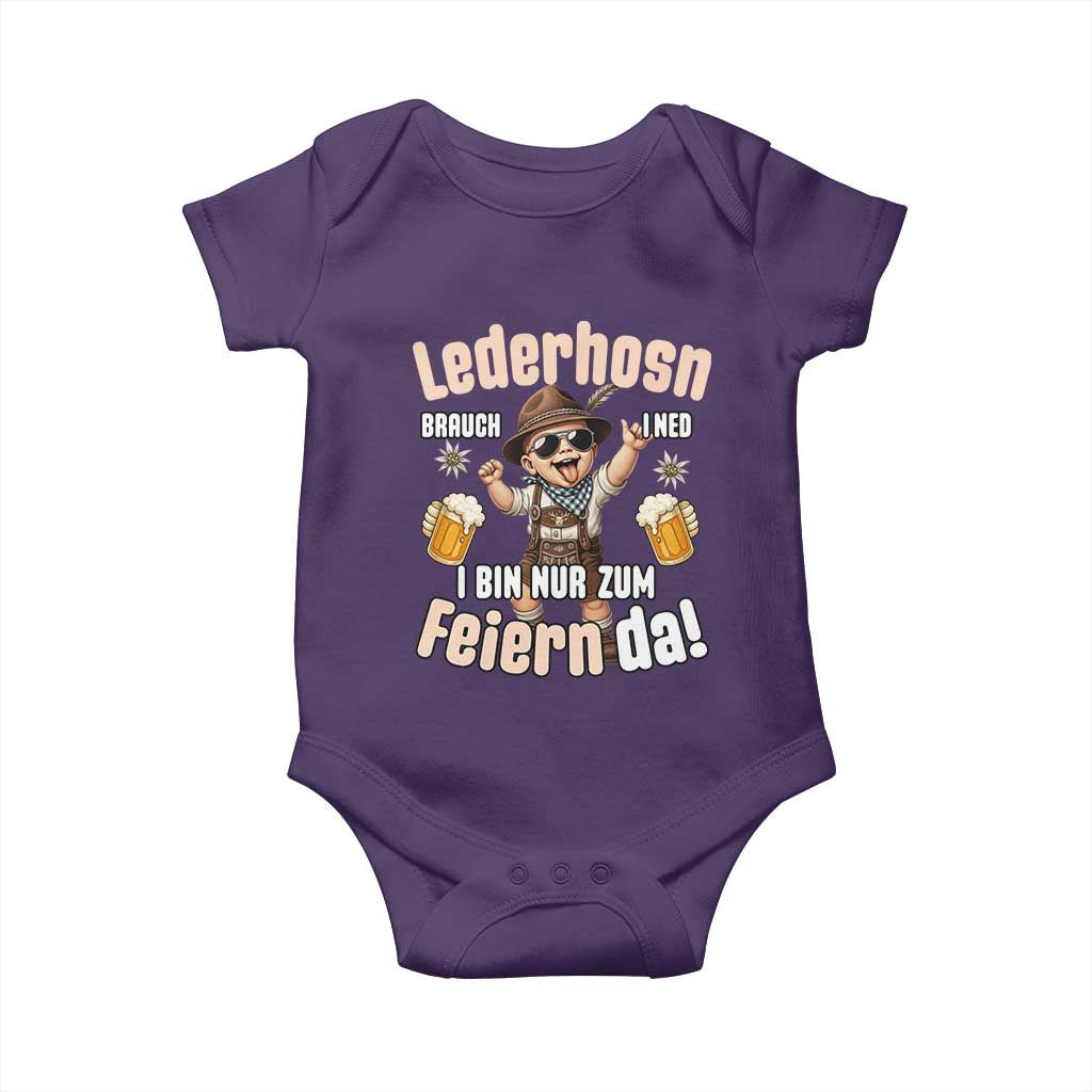 Funny Cute Boy Lederhosen Oktoberfest Baby Onesie Lederhosn I Bin Nur Zum Feiern Da Party - Wonder Print Shop