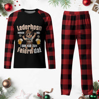 Funny Cute Boy Lederhosen Oktoberfest Plaid Pajama Set Lederhosn I Bin Nur Zum Feiern Da Party - Wonder Print Shop