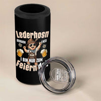 Funny Cute Boy Lederhosen Oktoberfest 4 in 1 Can Cooler Tumbler Lederhosn I Bin Nur Zum Feiern Da Party - Wonder Print Shop