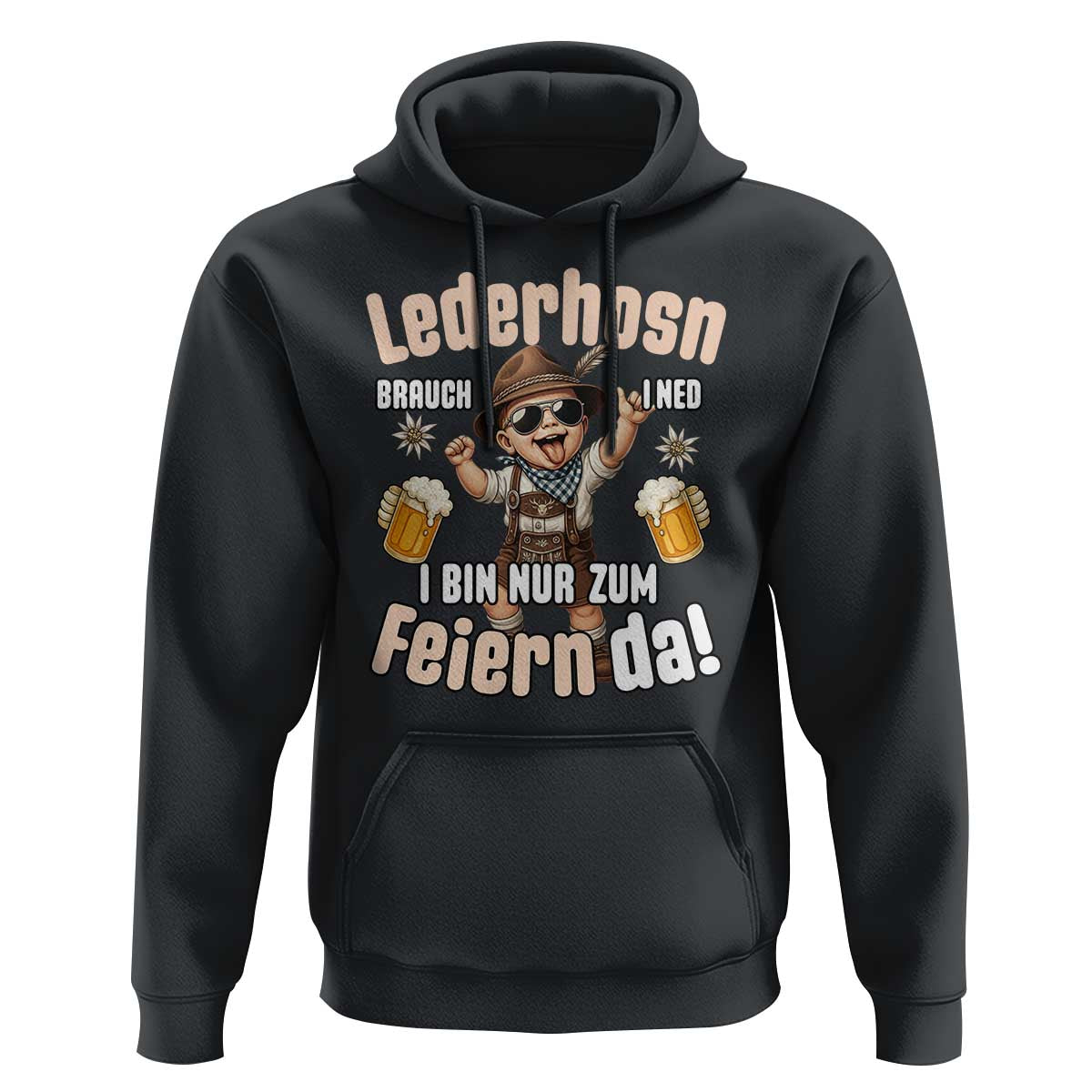 Funny Cute Boy Lederhosen Oktoberfest Hoodie Lederhosn I Bin Nur Zum Feiern Da Party - Wonder Print Shop