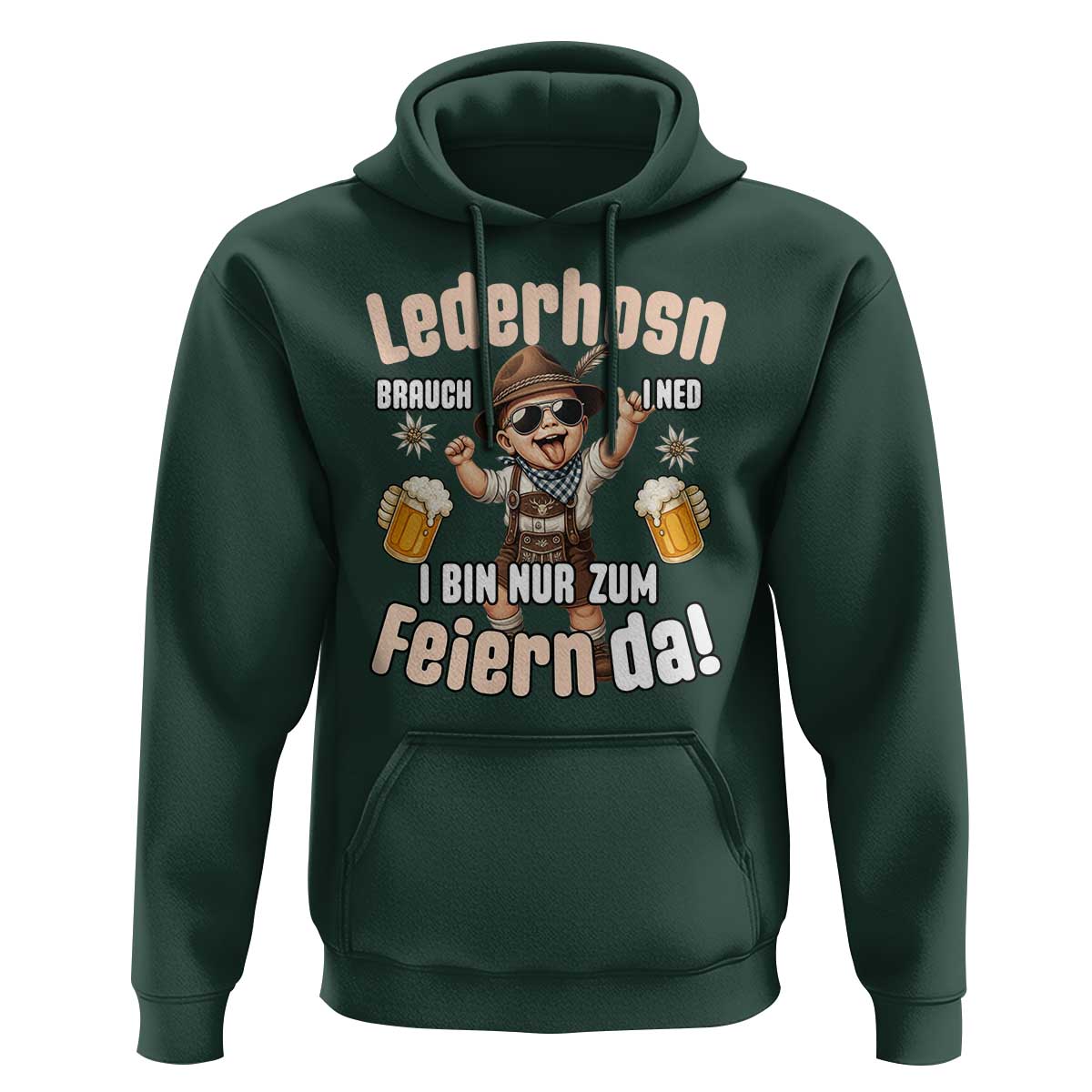 Funny Cute Boy Lederhosen Oktoberfest Hoodie Lederhosn I Bin Nur Zum Feiern Da Party - Wonder Print Shop