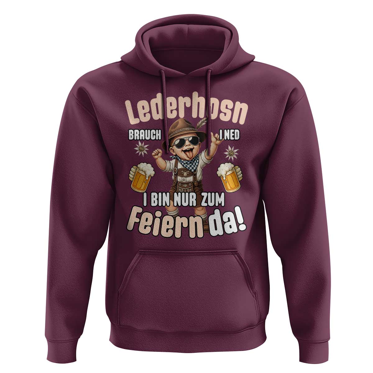 Funny Cute Boy Lederhosen Oktoberfest Hoodie Lederhosn I Bin Nur Zum Feiern Da Party - Wonder Print Shop