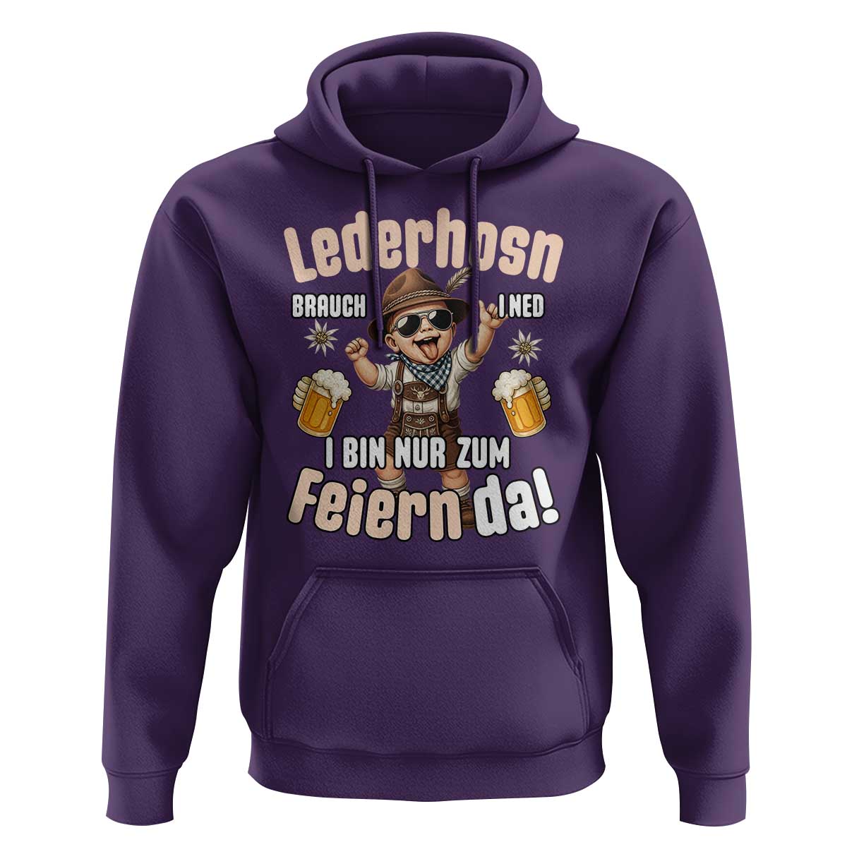 Funny Cute Boy Lederhosen Oktoberfest Hoodie Lederhosn I Bin Nur Zum Feiern Da Party - Wonder Print Shop