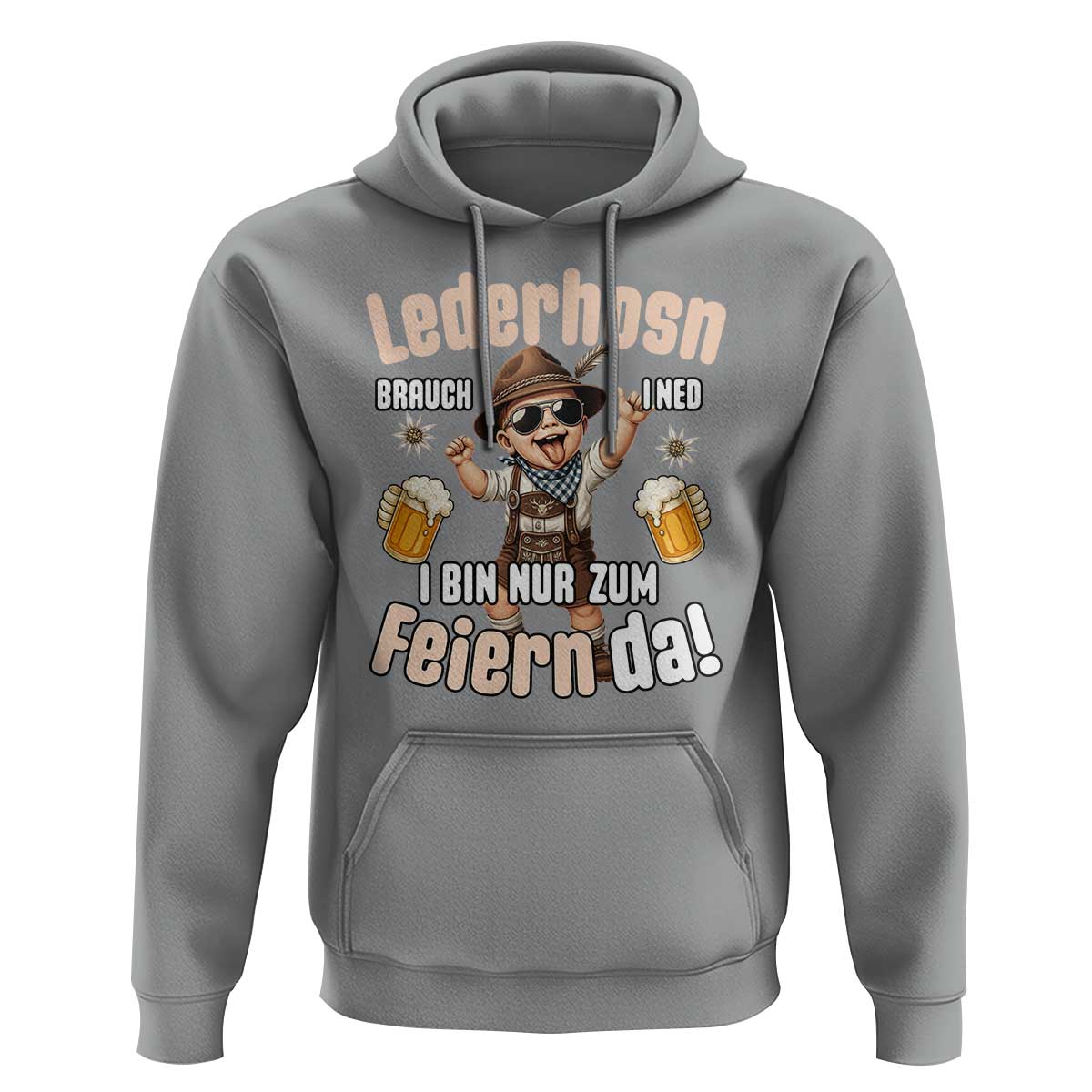 Funny Cute Boy Lederhosen Oktoberfest Hoodie Lederhosn I Bin Nur Zum Feiern Da Party - Wonder Print Shop