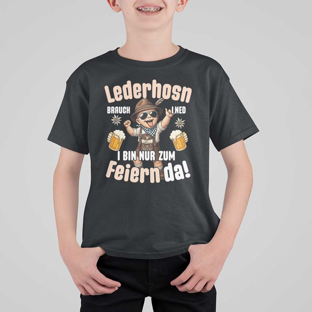 Funny Cute Boy Lederhosen Oktoberfest T Shirt For Kid Lederhosn I Bin Nur Zum Feiern Da Party - Wonder Print Shop