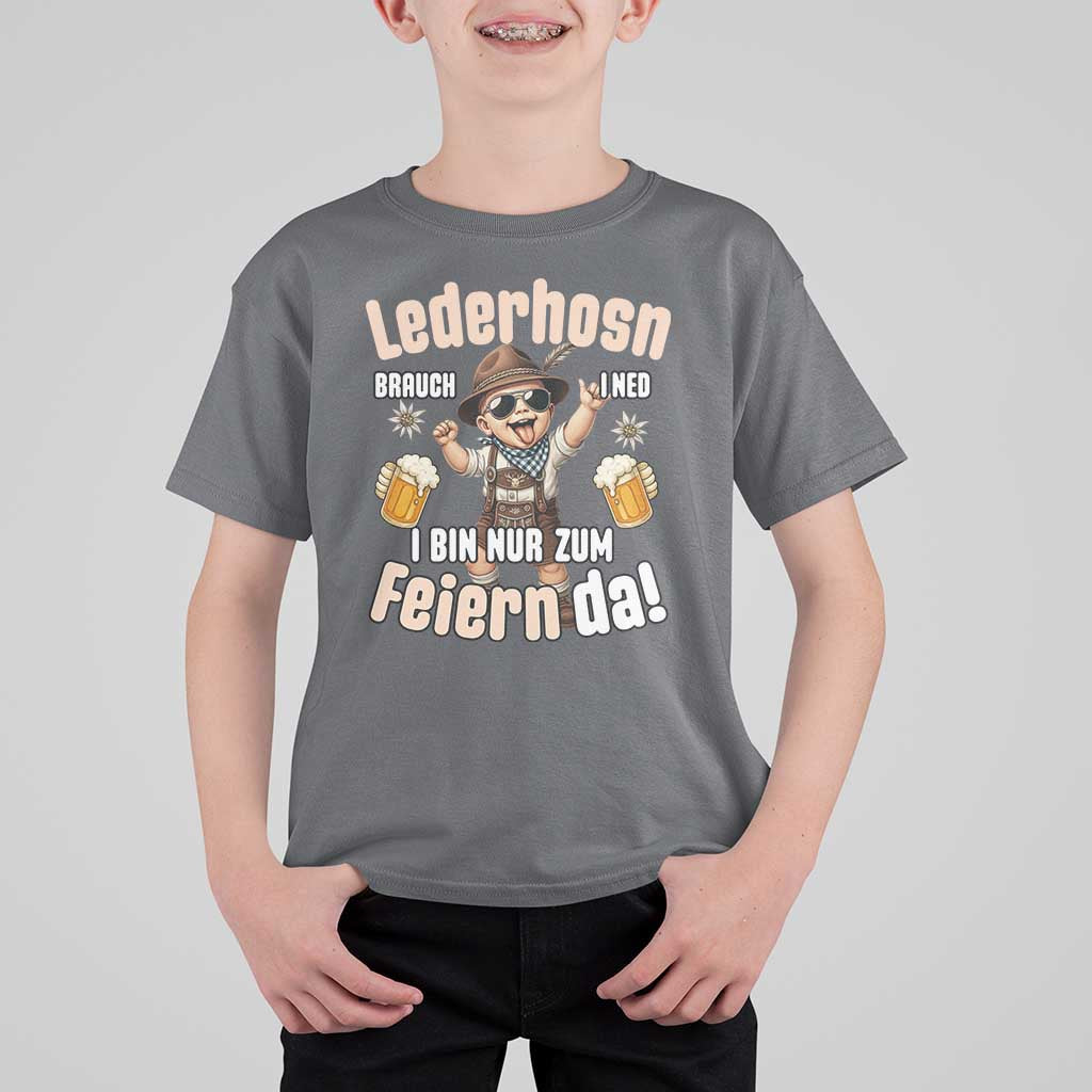 Funny Cute Boy Lederhosen Oktoberfest T Shirt For Kid Lederhosn I Bin Nur Zum Feiern Da Party - Wonder Print Shop