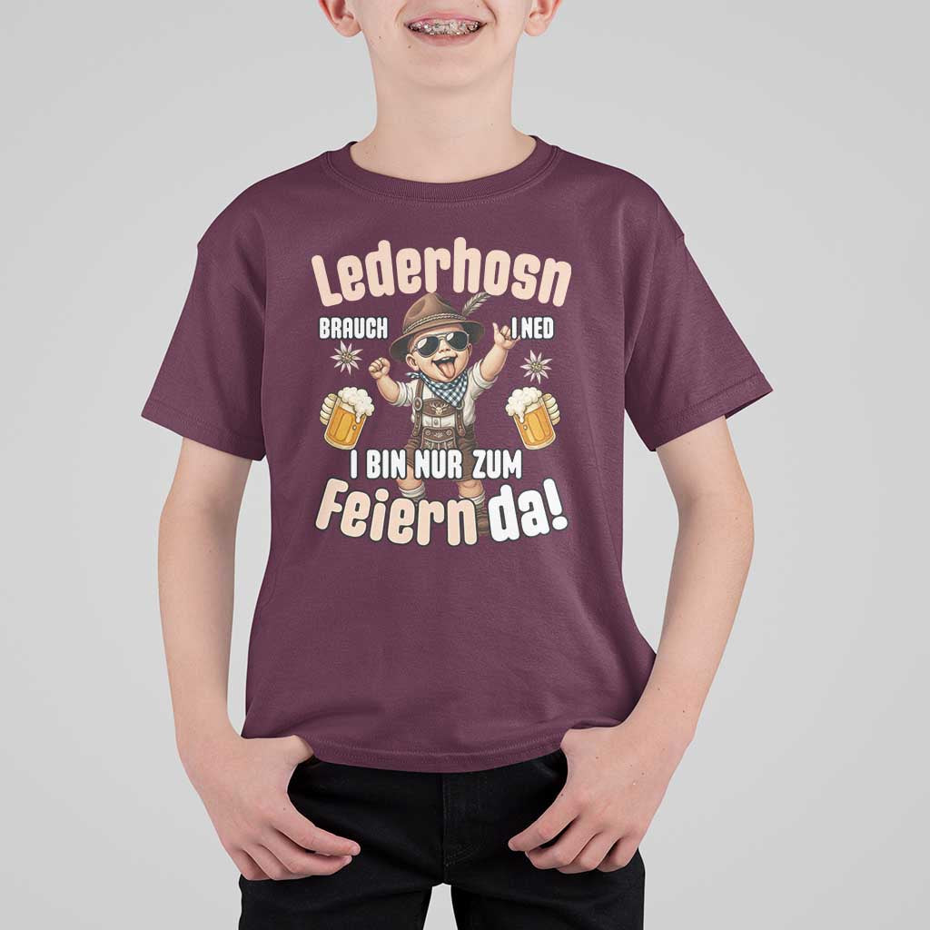 Funny Cute Boy Lederhosen Oktoberfest T Shirt For Kid Lederhosn I Bin Nur Zum Feiern Da Party - Wonder Print Shop