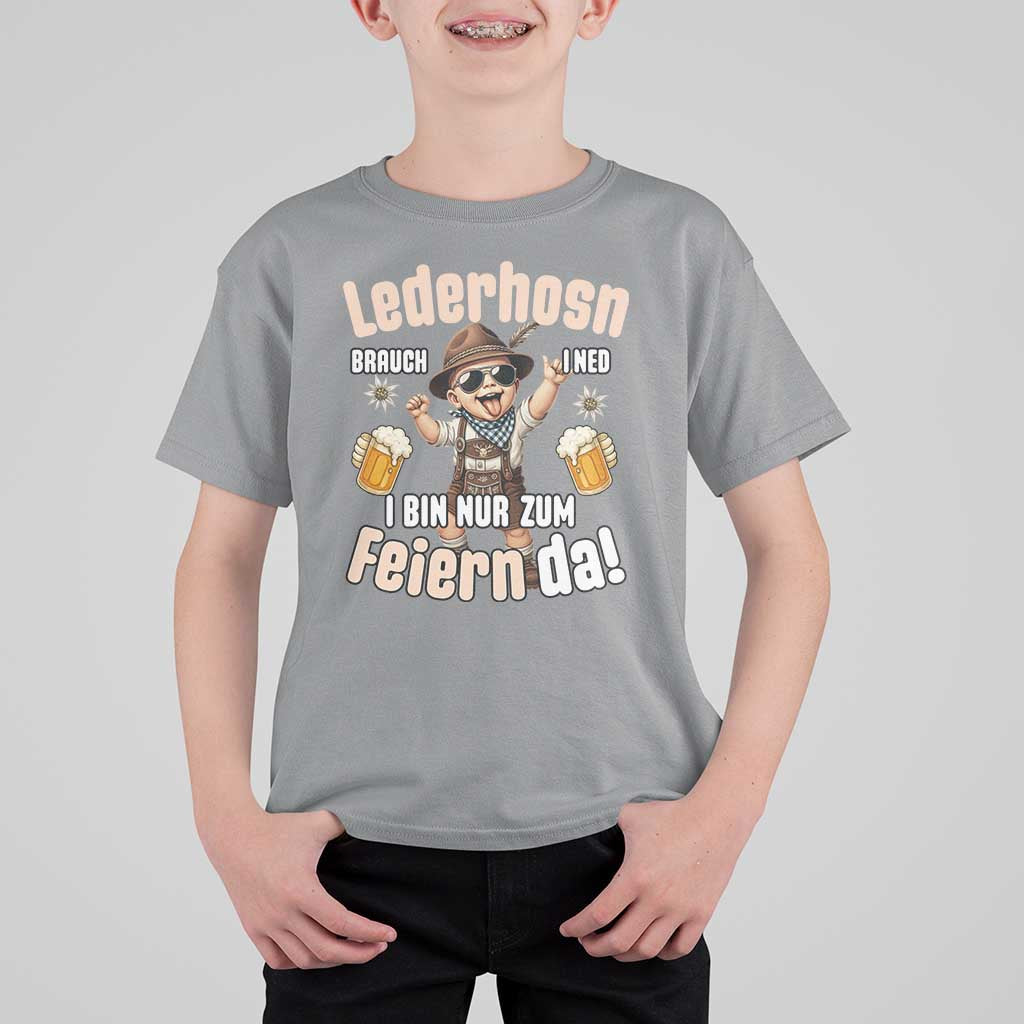 Funny Cute Boy Lederhosen Oktoberfest T Shirt For Kid Lederhosn I Bin Nur Zum Feiern Da Party - Wonder Print Shop