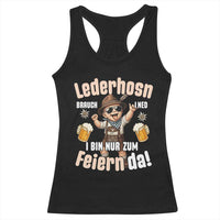 Funny Cute Boy Lederhosen Oktoberfest Racerback Tank Top Lederhosn I Bin Nur Zum Feiern Da Party - Wonder Print Shop