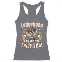 Funny Cute Boy Lederhosen Oktoberfest Racerback Tank Top Lederhosn I Bin Nur Zum Feiern Da Party - Wonder Print Shop